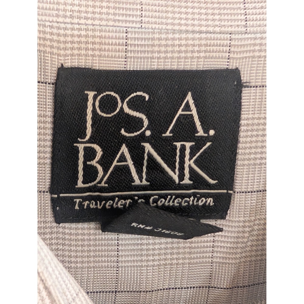 Jos A Bank Traveler Collection Mens Gray Plaid Button Down Long Sleeve 17 / 36 - Picture 2 of 3